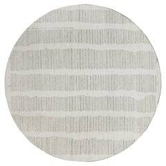 8
x8
 Ivory Undyed Natural Wool Hand Woven Flat Weave with Pile Round Rug