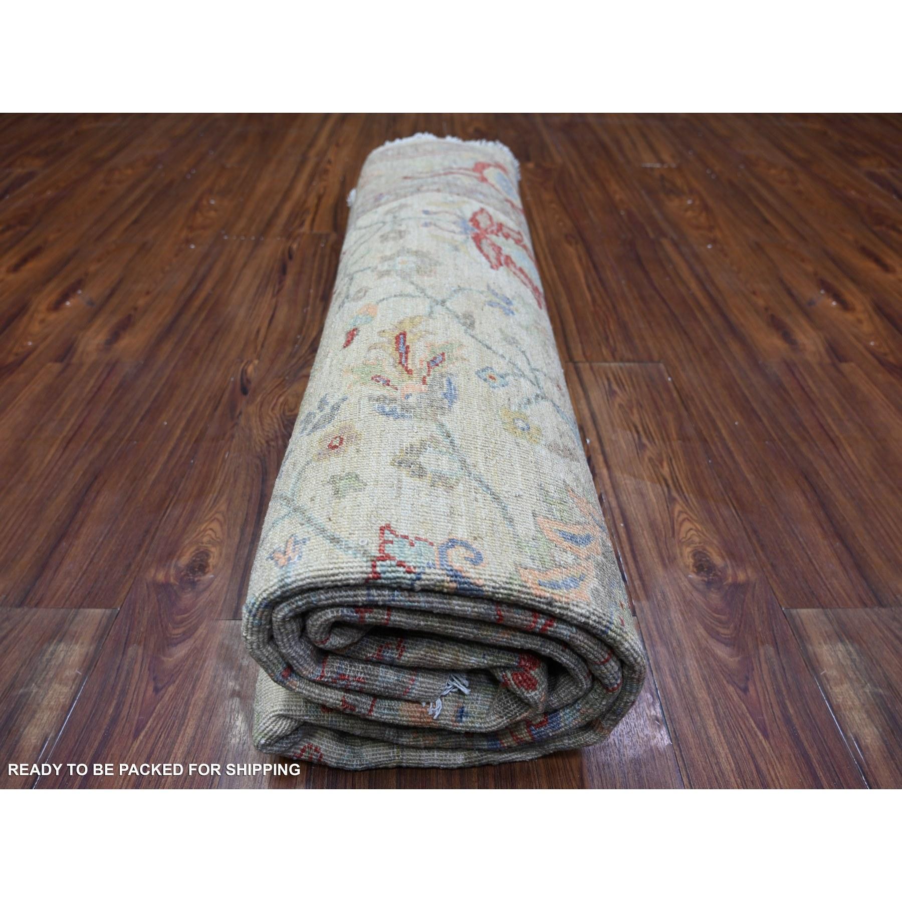 8'x8' Ivory Ziegler Mahal Tappeto orientale rotondo in pura lana annodato a mano in vendita 2