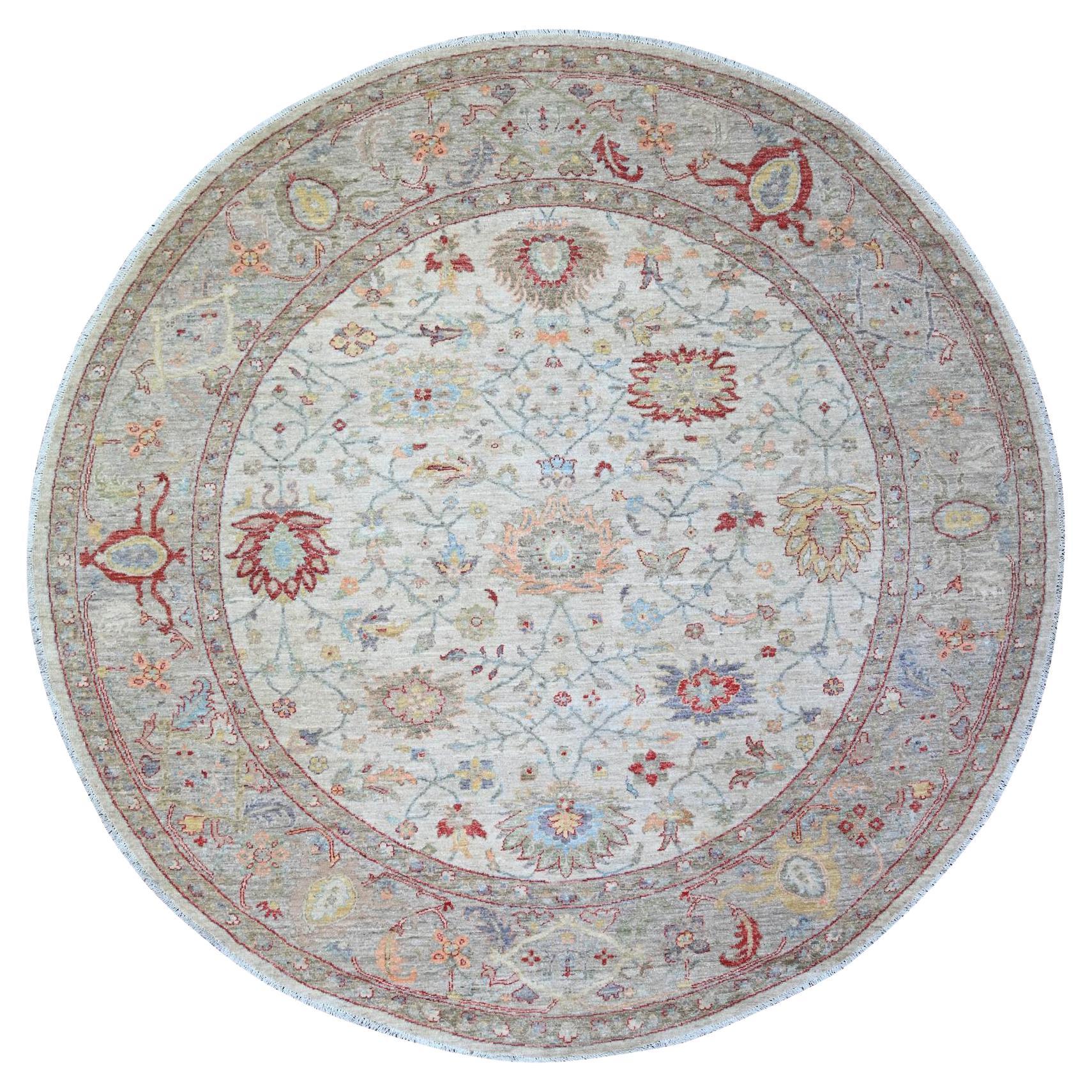 8
x8
Ivory Ziegler Mahal Tappeto orientale rotondo in pura lana annodato a mano