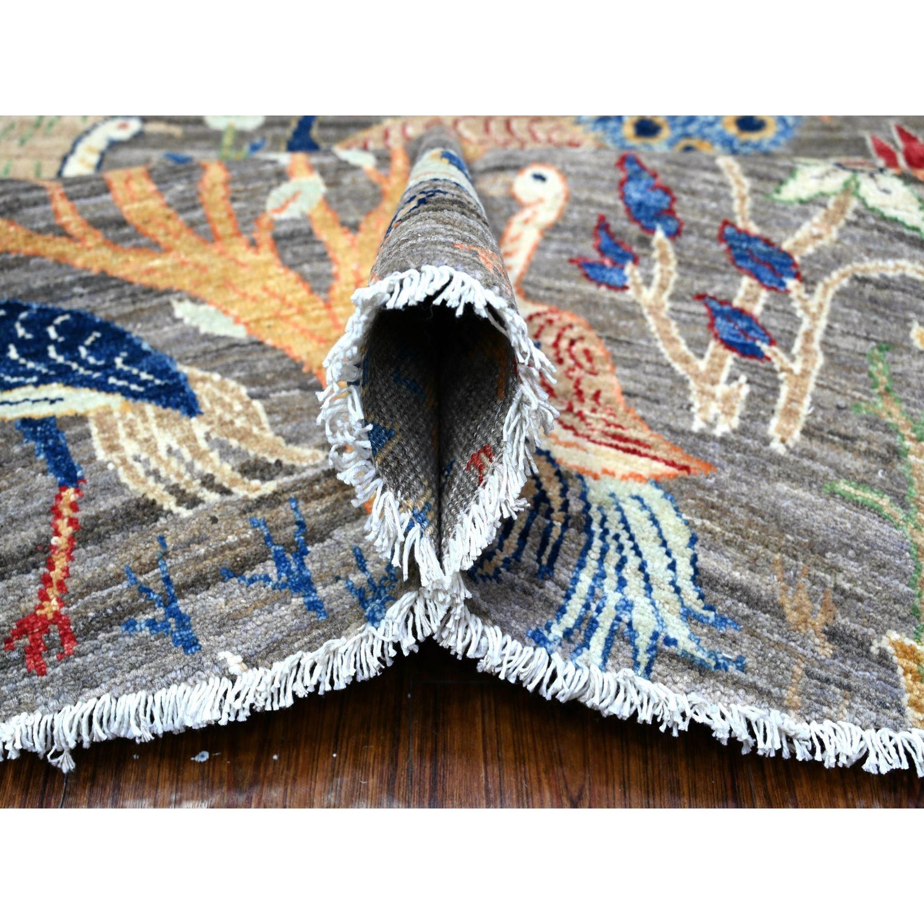 8'x8' Jet Gray, Tappeto rotondo afghano Peshawar Abrash, annodato a mano, in morbida lana In condizioni Nuovo in vendita a Carlstadt, NJ