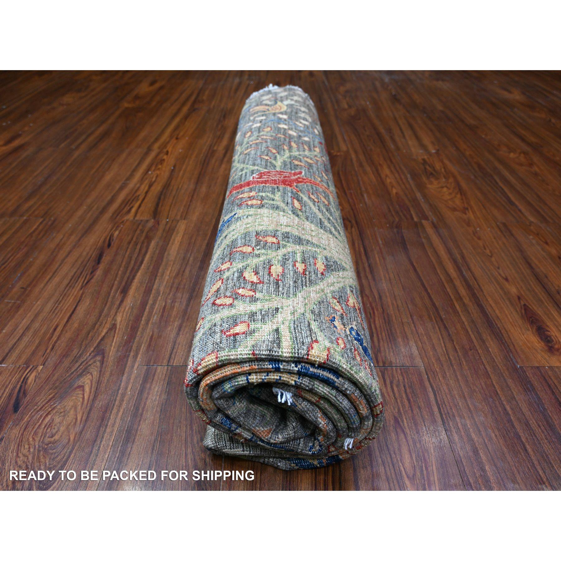 8'x8' Jet Gray, Tappeto rotondo afghano Peshawar Abrash, annodato a mano, in morbida lana in vendita 2