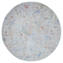 8'x8' Lexicon Ivory Afghan Peshawar Organic Wool Hand Knotted Round Rug