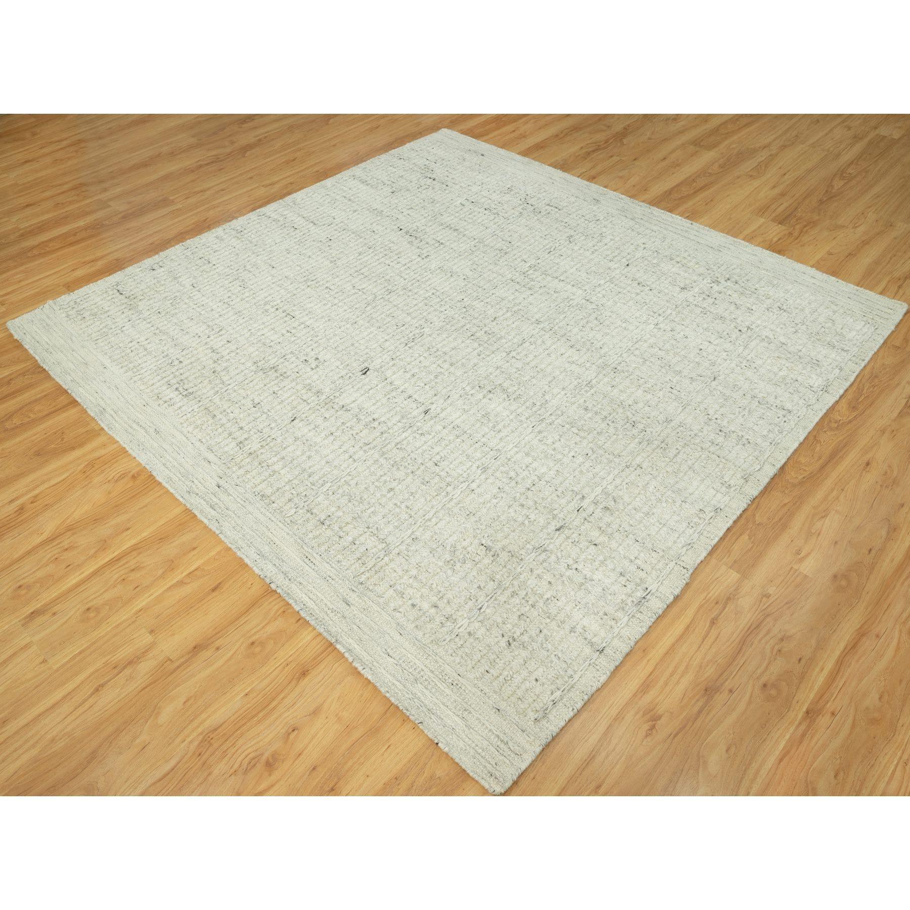 8'x8' Mindful Gray Wool Hand Woven Cord Collection Flat Weave Square Rug (Mittelalterlich) im Angebot