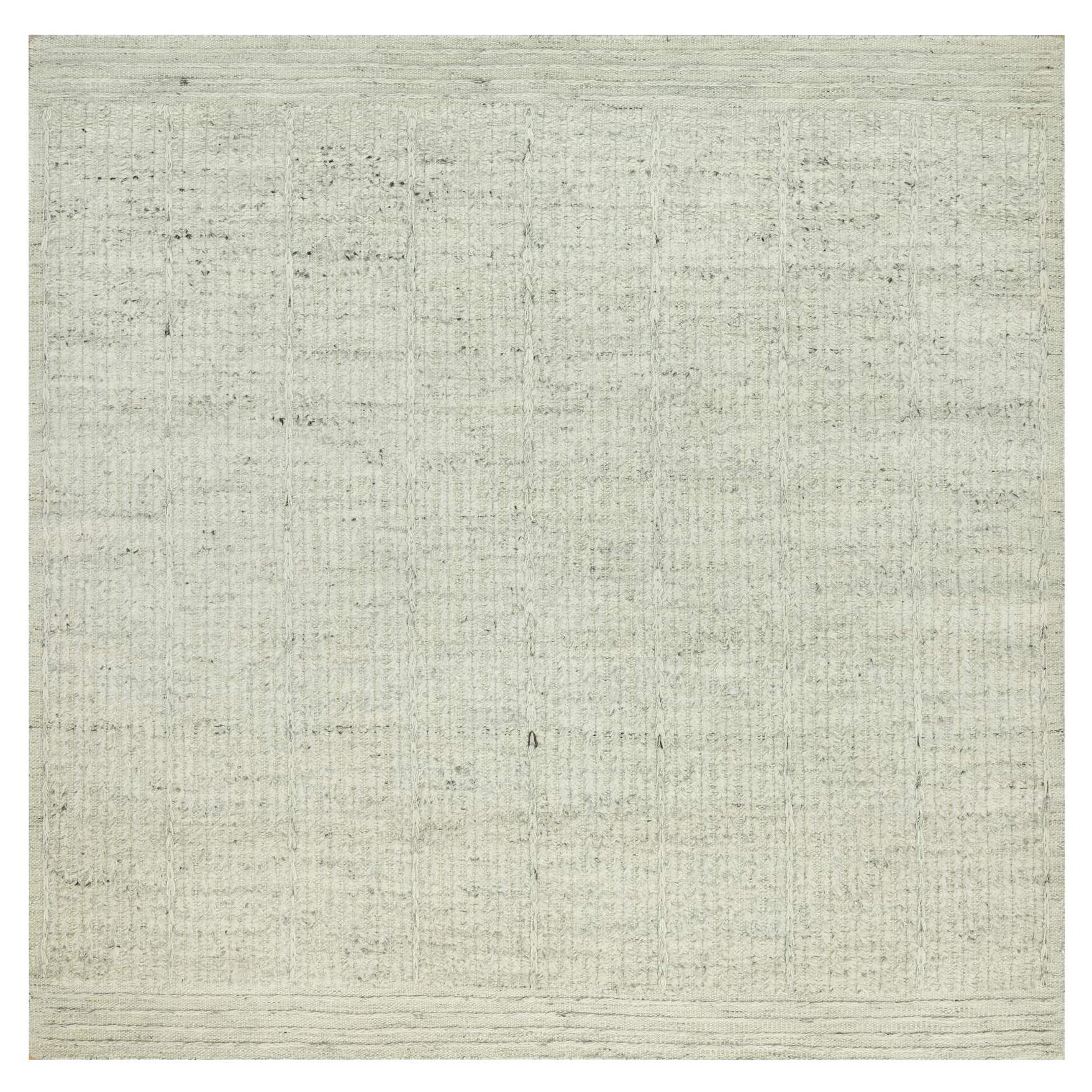 8'x8' Mindful Gray Wool Hand Woven Cord Collection Flat Weave Square Rug im Angebot