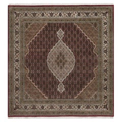 8
x8
Red Hand Knotted Tabriz Mahi Fish Medallion Design All Wool Square Rug