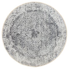 8'x8' Round Broken Persian Design Wool and Pure Silk Hand Knotsted Rug (tapis noué à la main)
