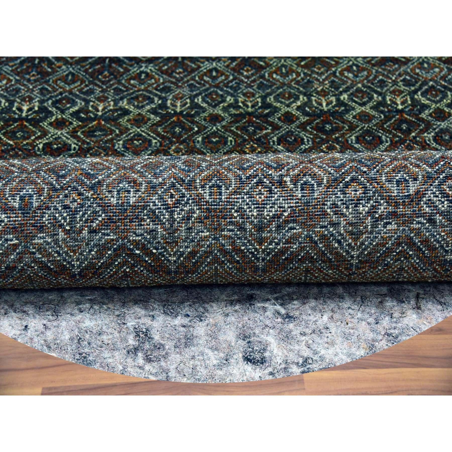 8'x8' Rust Brown Wool Hand Knotted Kohinoor Herat Repetitive Design Round Rug (Indisch) im Angebot