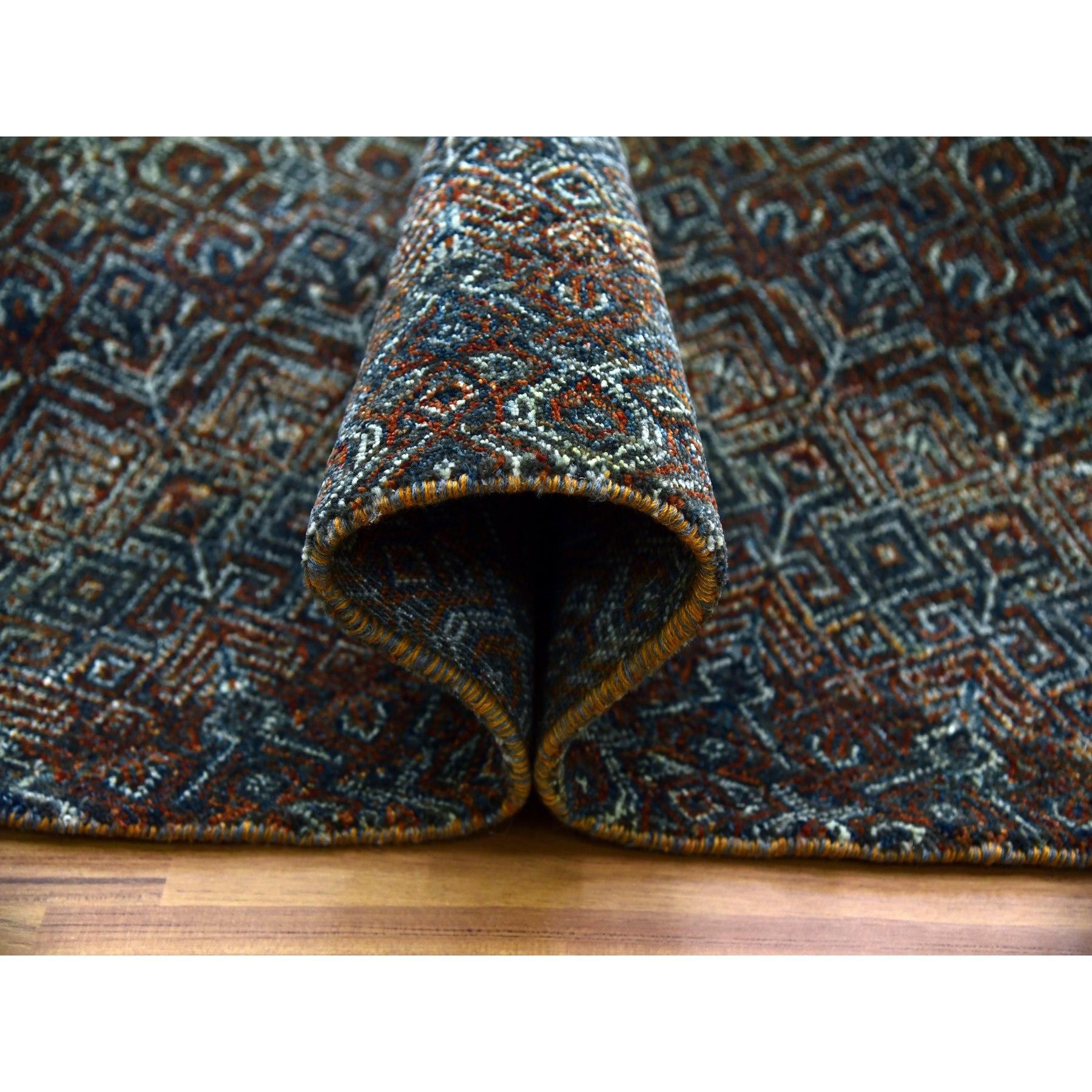 8'x8' Rust Brown Wool Hand Knotted Kohinoor Herat Repetitive Design Round Rug (Handgeknüpft) im Angebot