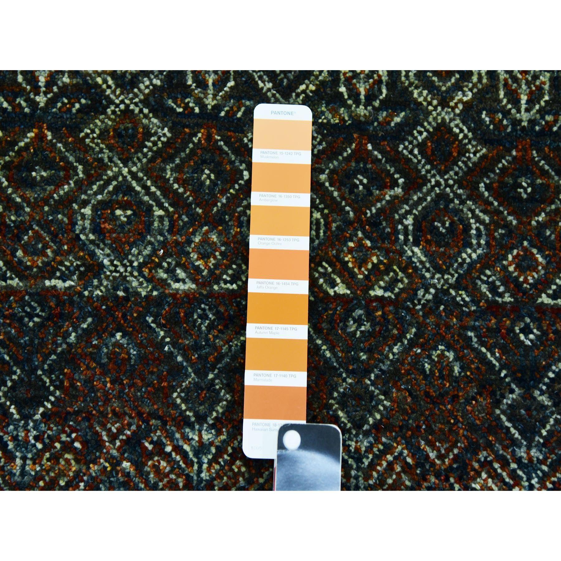 8'x8' Rust Brown Wool Hand Knotted Kohinoor Herat Repetitive Design Round Rug (21. Jahrhundert und zeitgenössisch) im Angebot