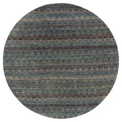 8'x8' Rust Brown Wool Hand Knotted Kohinoor Herat Repetitive Design Round Rug