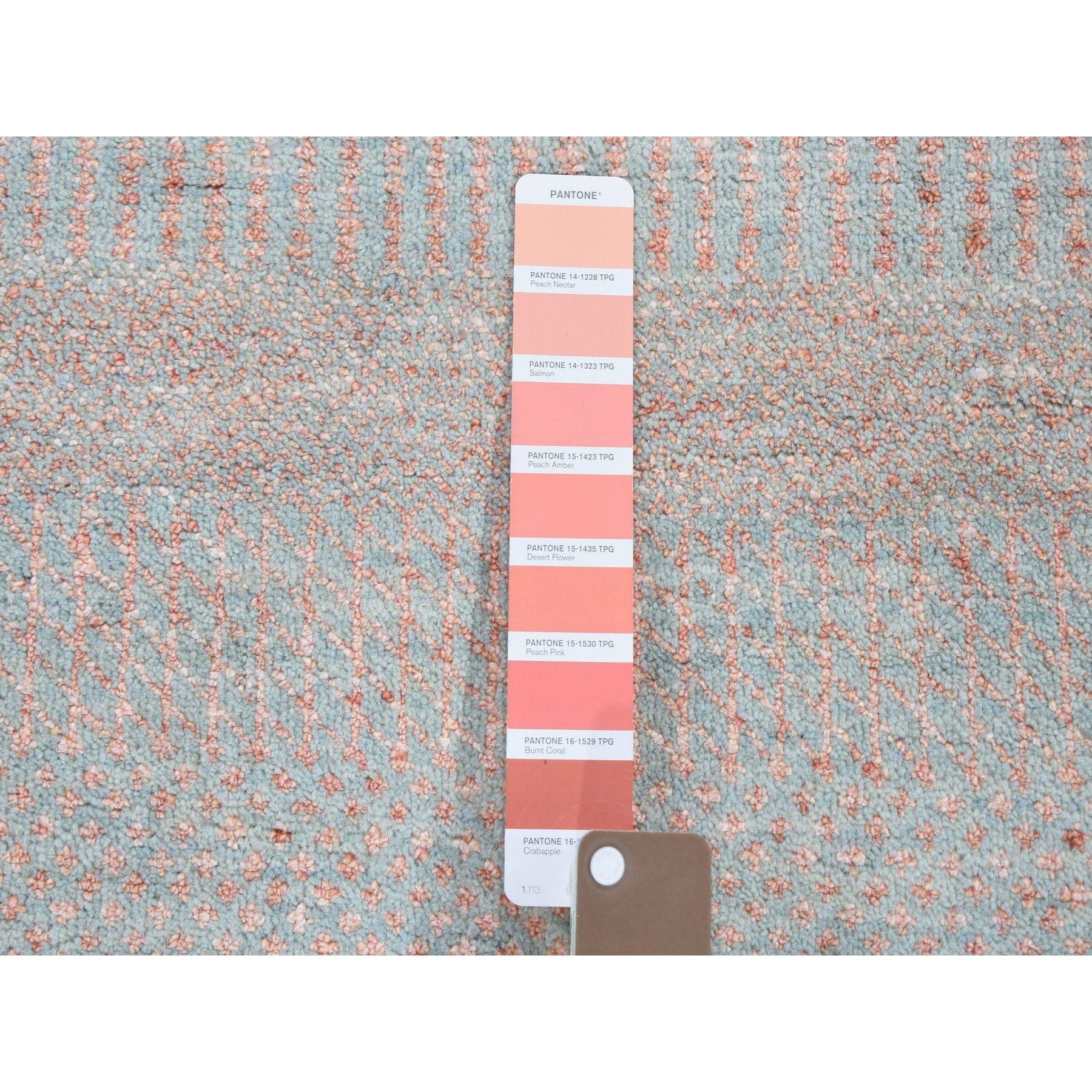 8'x8' Alfombra Oriental Redonda Anudada a Mano de Lana y Seda con Diseño de Hierba Salmón en venta 1