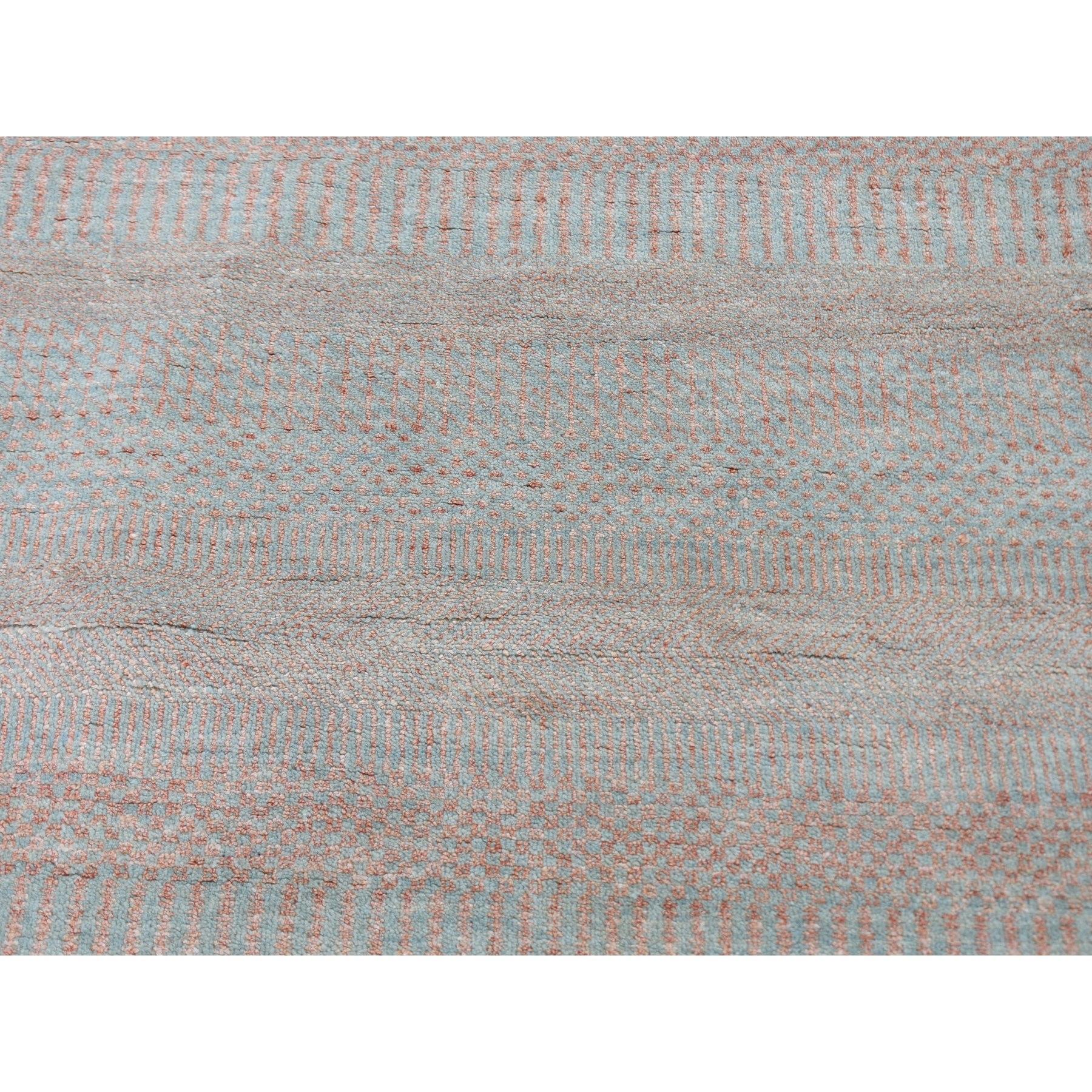 8'x8' Alfombra Oriental Redonda Anudada a Mano de Lana y Seda con Diseño de Hierba Salmón en venta 2