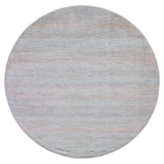 8'x8' Salmon Grass Design Wool and Silk Hand Knotsted Round Oriental Rug (tapis oriental rond en laine et soie)