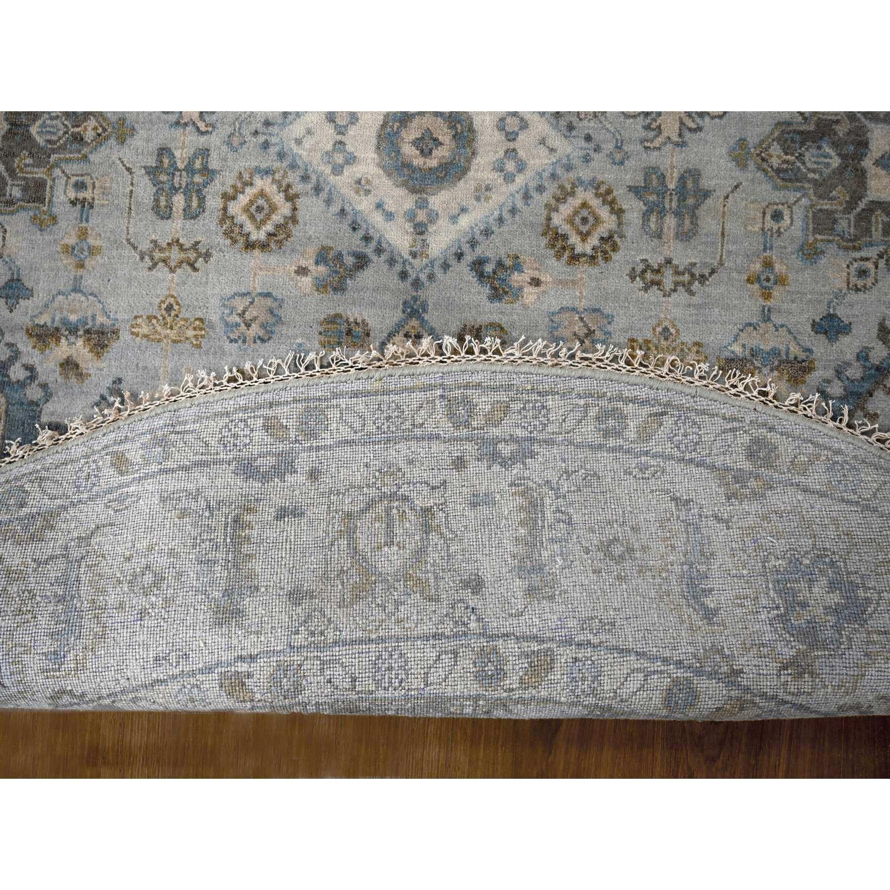 8'x8' Meeresgrauer handgeknüpfter Karjihooz-Teppich aus weicher Wolle mit Karjihooz-Design (Heriz Serapi) im Angebot