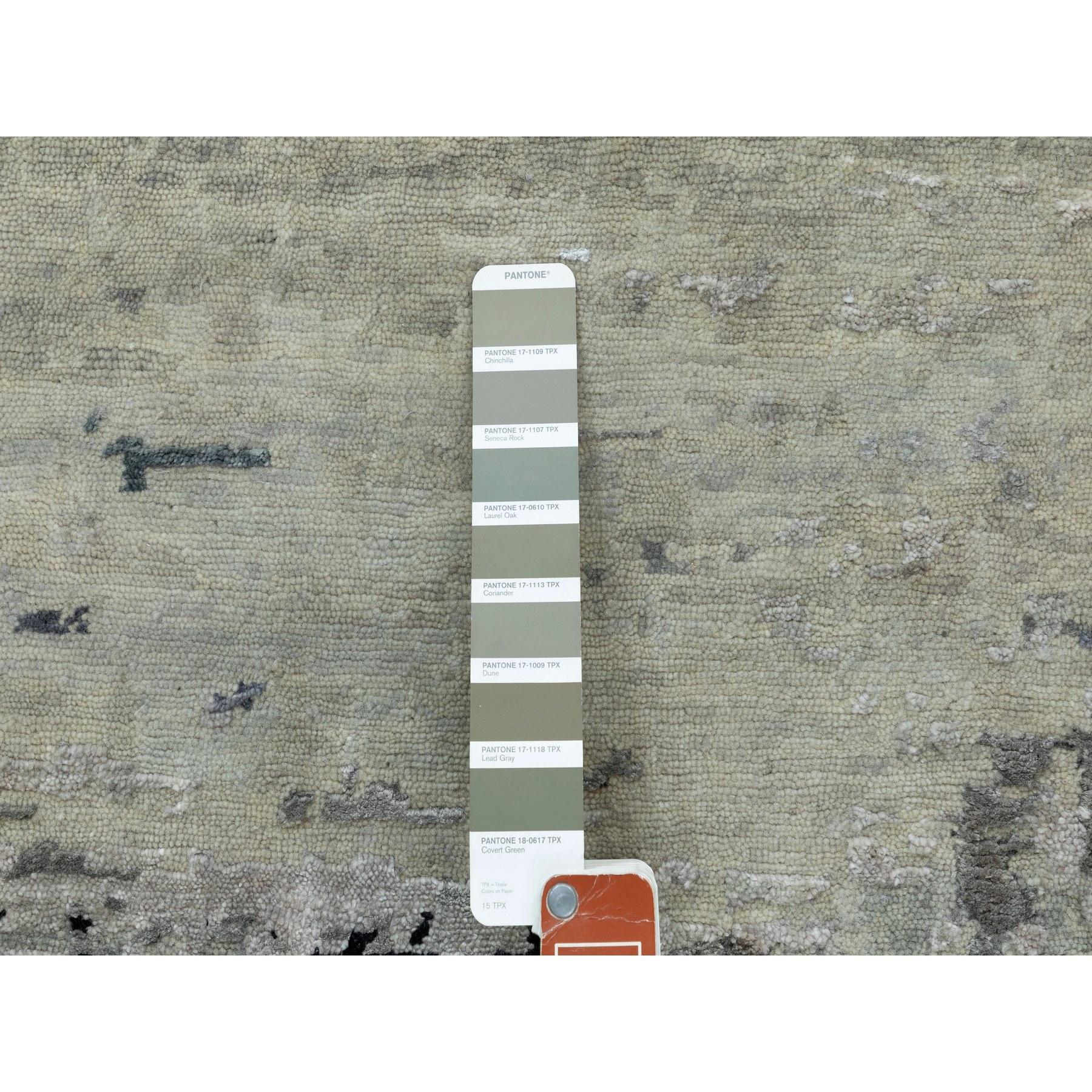 8'x8' Silber Blau Wolle & Seide Modern Abstrakt Design Handgeknüpft Teppich im Angebot 1