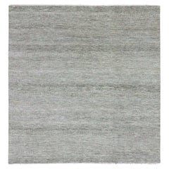 8'x8' Silver Gray Grass Design Ungefärbt 100% Wolle Handgeknüpft Quadratisch Teppich