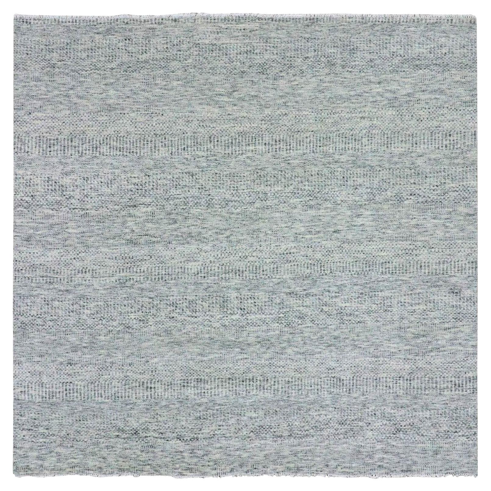 8
x8
Silver Gray Undyed Wool Grass Design Tappeto Orientale Quadrato Annodato a Mano