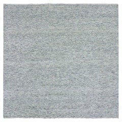 8
x8
 Silver Gray Undyed Wool Grass Design Tappeto Orientale Quadrato Annodato a Mano