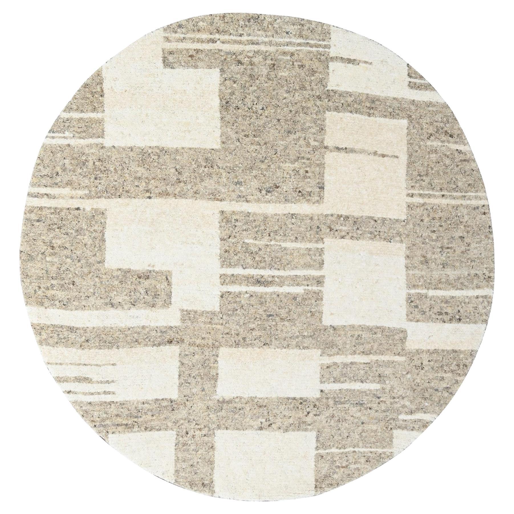 8'x8' Soft Colors Wool Hand Knotted Thick Chunky Texture Round Oriental Rug