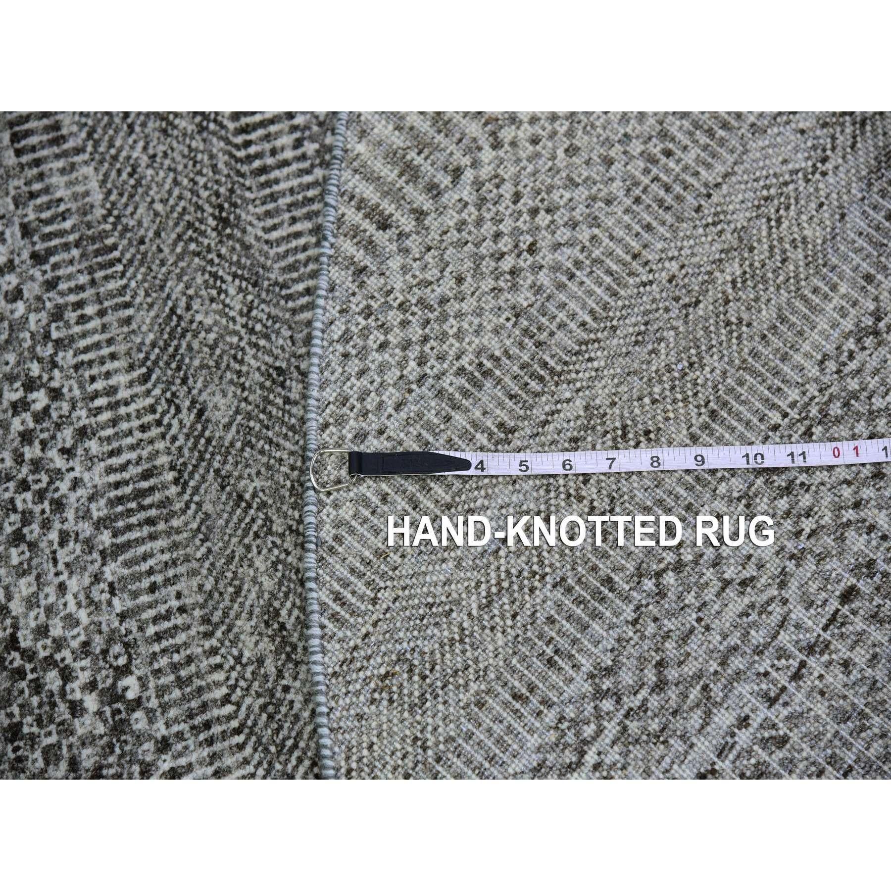 8'x8' Solide Grau Hand geknüpft Undyed 100% Wolle Modern Grass Design Runde Teppich im Angebot 5