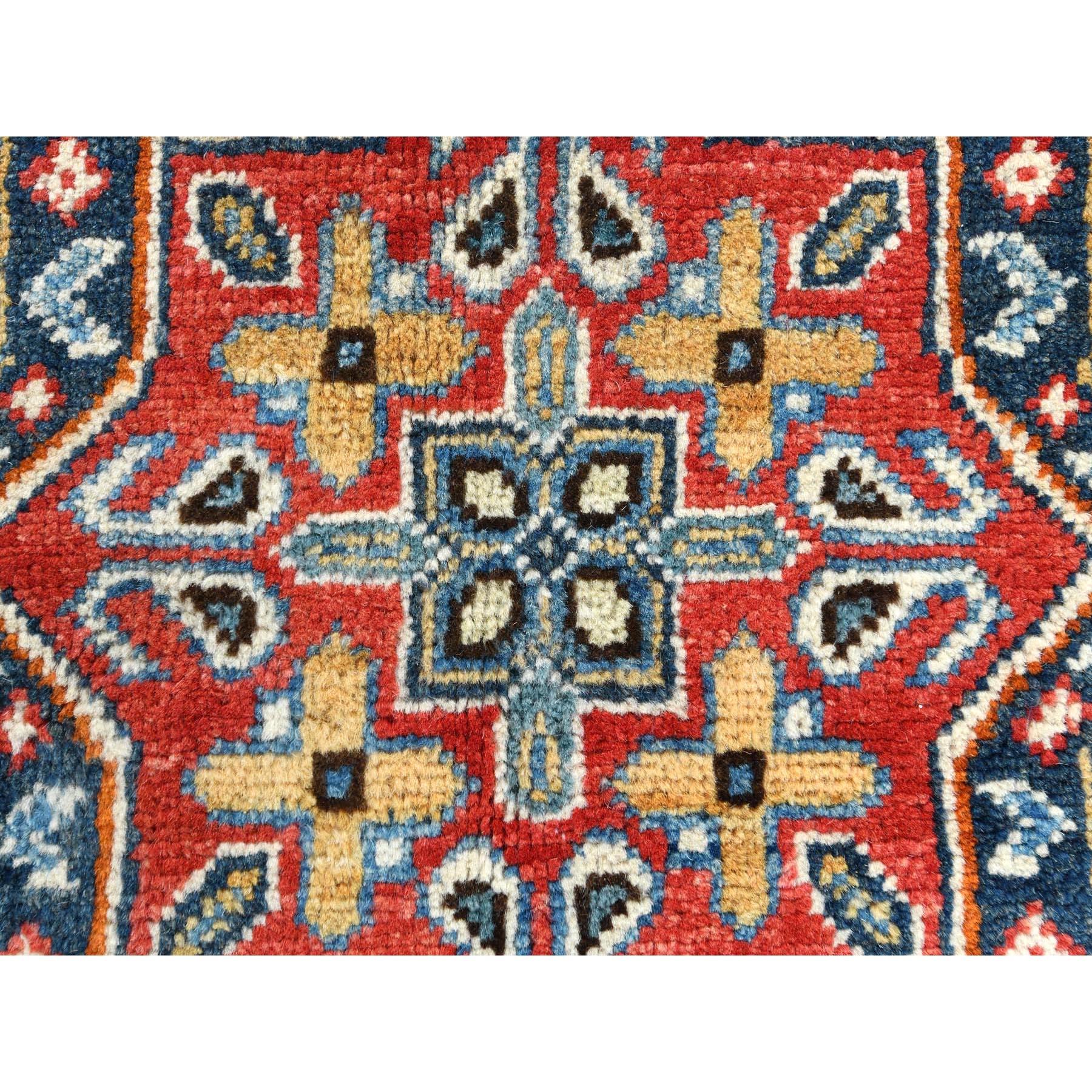 8'x8' Taupe, Caucasian Design, Afghan Special Kazak, Round, Pure Wool Rug For Sale 3