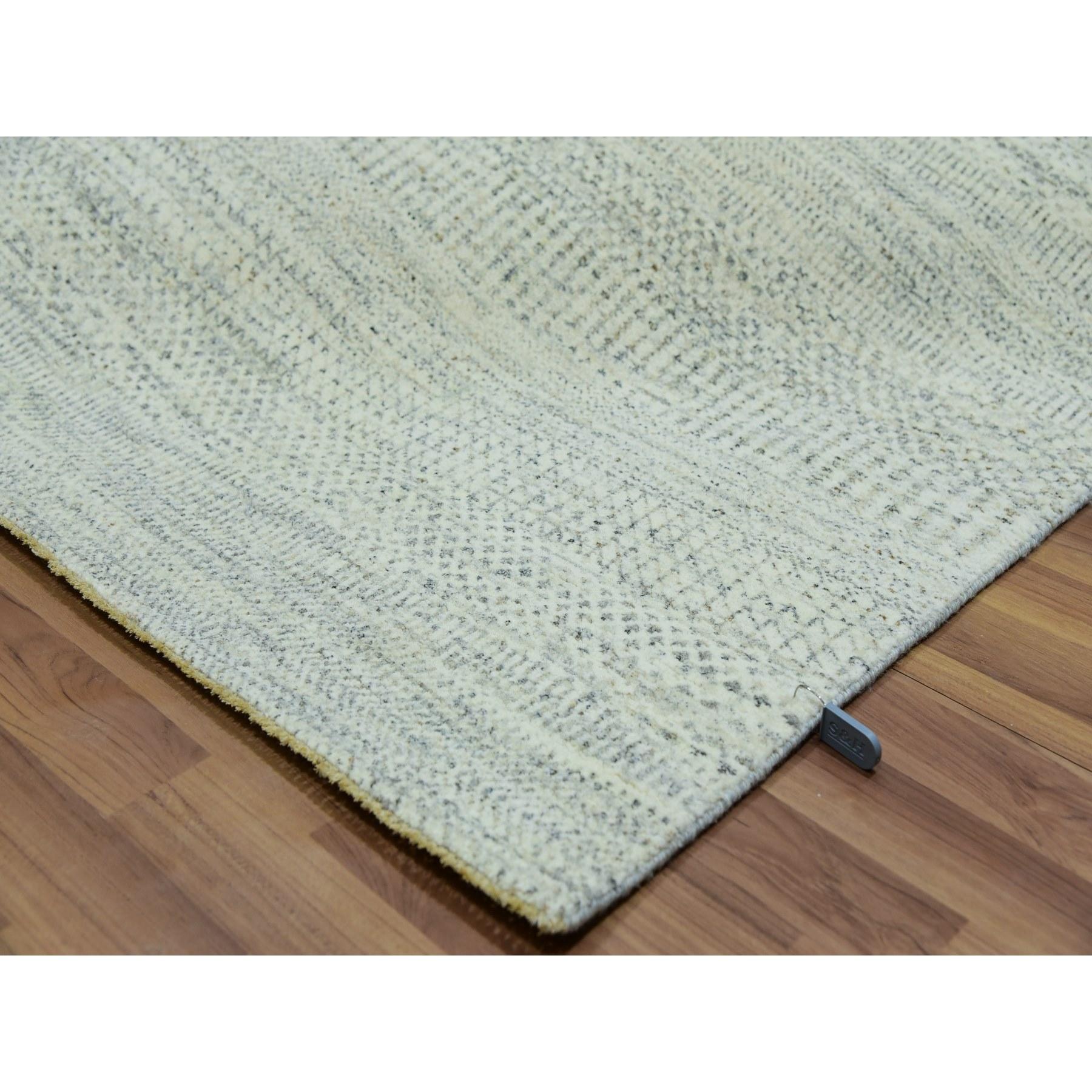 8'x8' White Modern Grass Tapis oriental carré noué à la main ton sur ton Neuf - En vente à Carlstadt, NJ