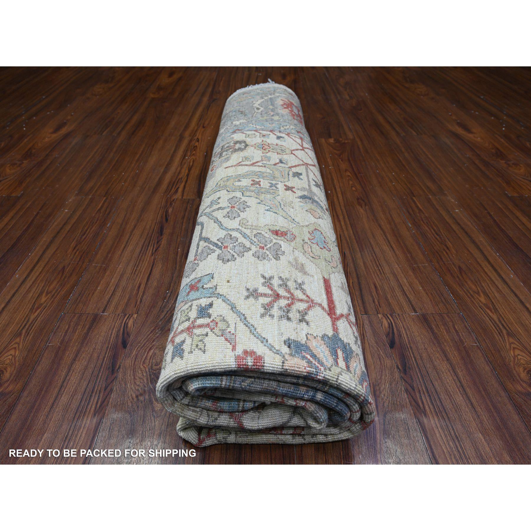 8'x8' Weißer handgeknüpfter runder orientalischer Ziegler Mahal-Teppich aus reiner Wolle im Angebot 2