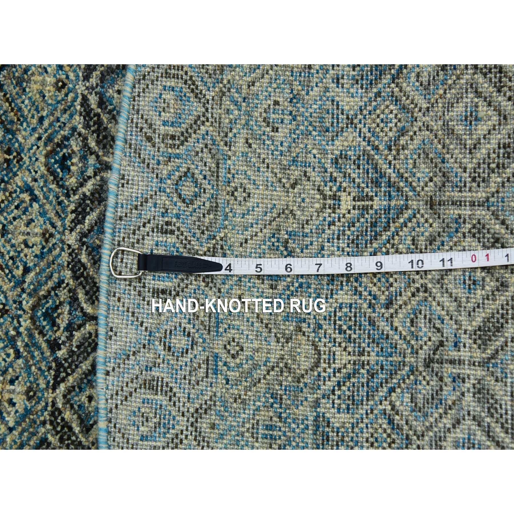 8'x8' Yale Blue Herat Small Repetitive Design Plush Wool Hand Knotsted Round Rug (Tapis rond en laine nouée à la main) en vente 3