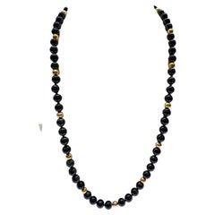 Onyx Pearls with 14k Yellow Gold Clasp