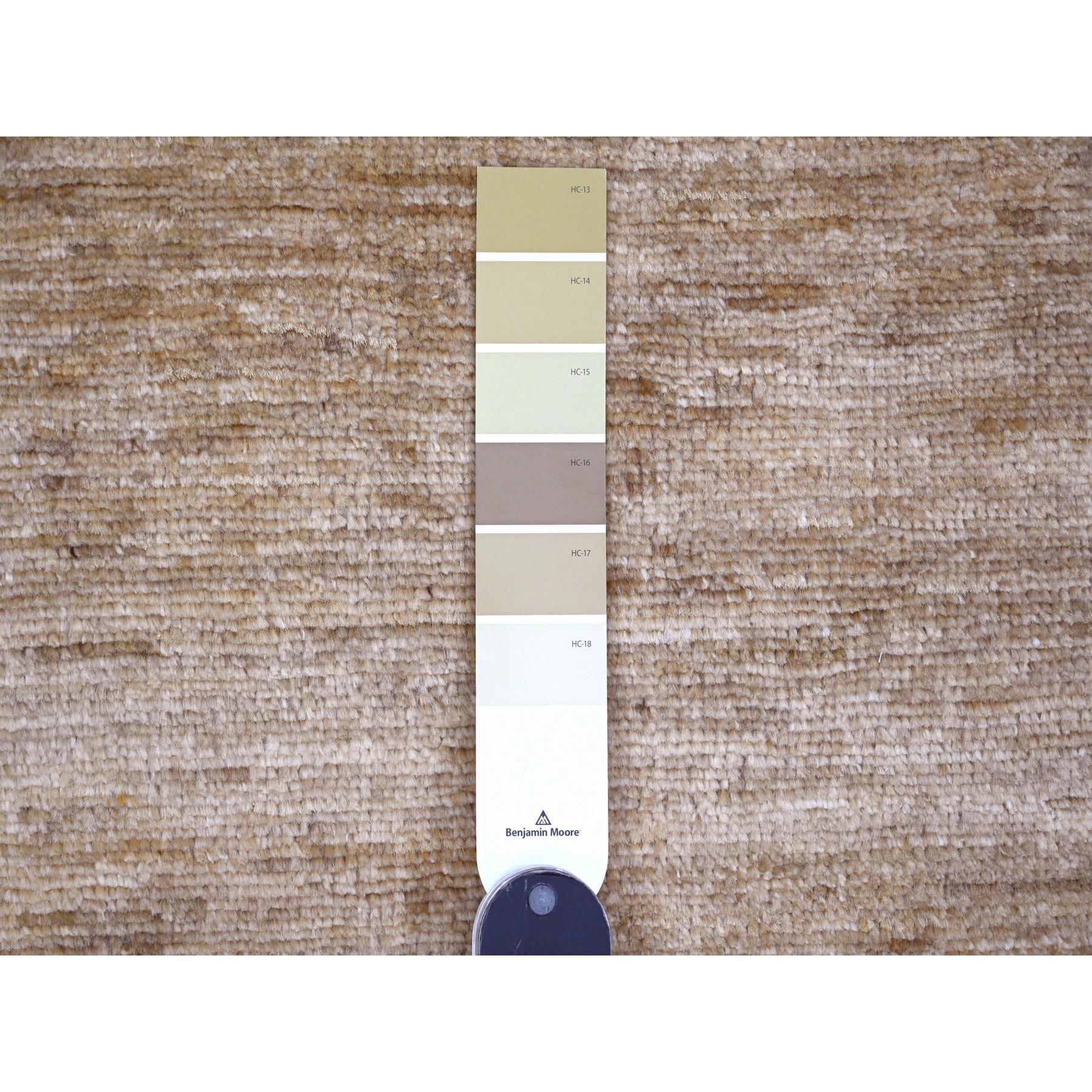 Contemporary 8'x9' Copper Brown Hand Spun Ghazni Wool Solid Pattern Hand Knotted Rug For Sale