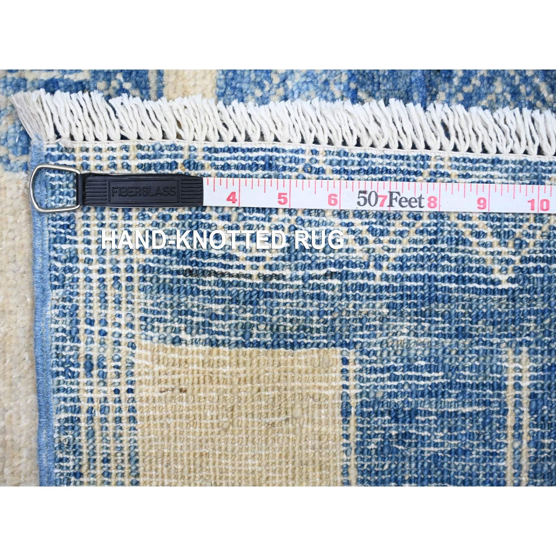 8'x9' Denim Blau Fein Peshawar Weiche Wolle Handgeknüpft TeppichOriental Rug im Angebot 5