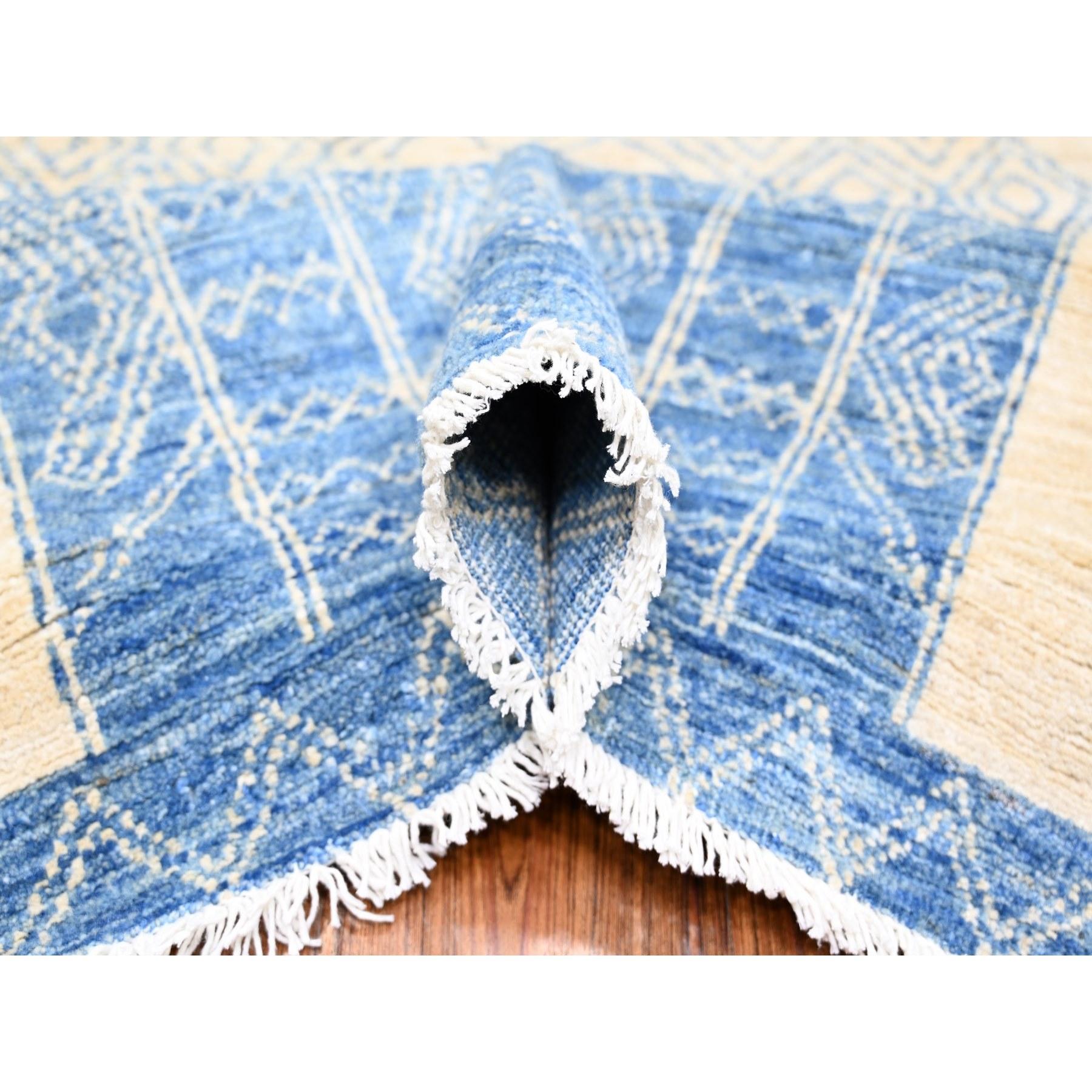 8'x9' Denim Blau Fein Peshawar Weiche Wolle Handgeknüpft TeppichOriental Rug im Zustand „Neu“ im Angebot in Carlstadt, NJ