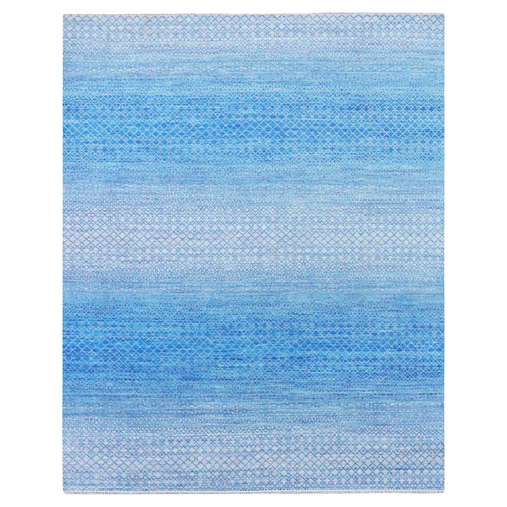 8'x9'10" Blau Chiaroscuro Collection Handgeknüpft Reine Wolle Orientteppich