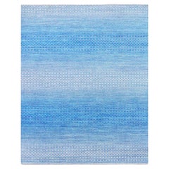 8'x9'10" Blau Chiaroscuro Collection Handgeknüpft Reine Wolle Orientteppich