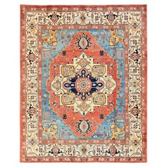 8
x9
10" Korallen Farbe Afghan Peshawar Serapi Heriz Design Hand geknüpfte Wolle Teppich