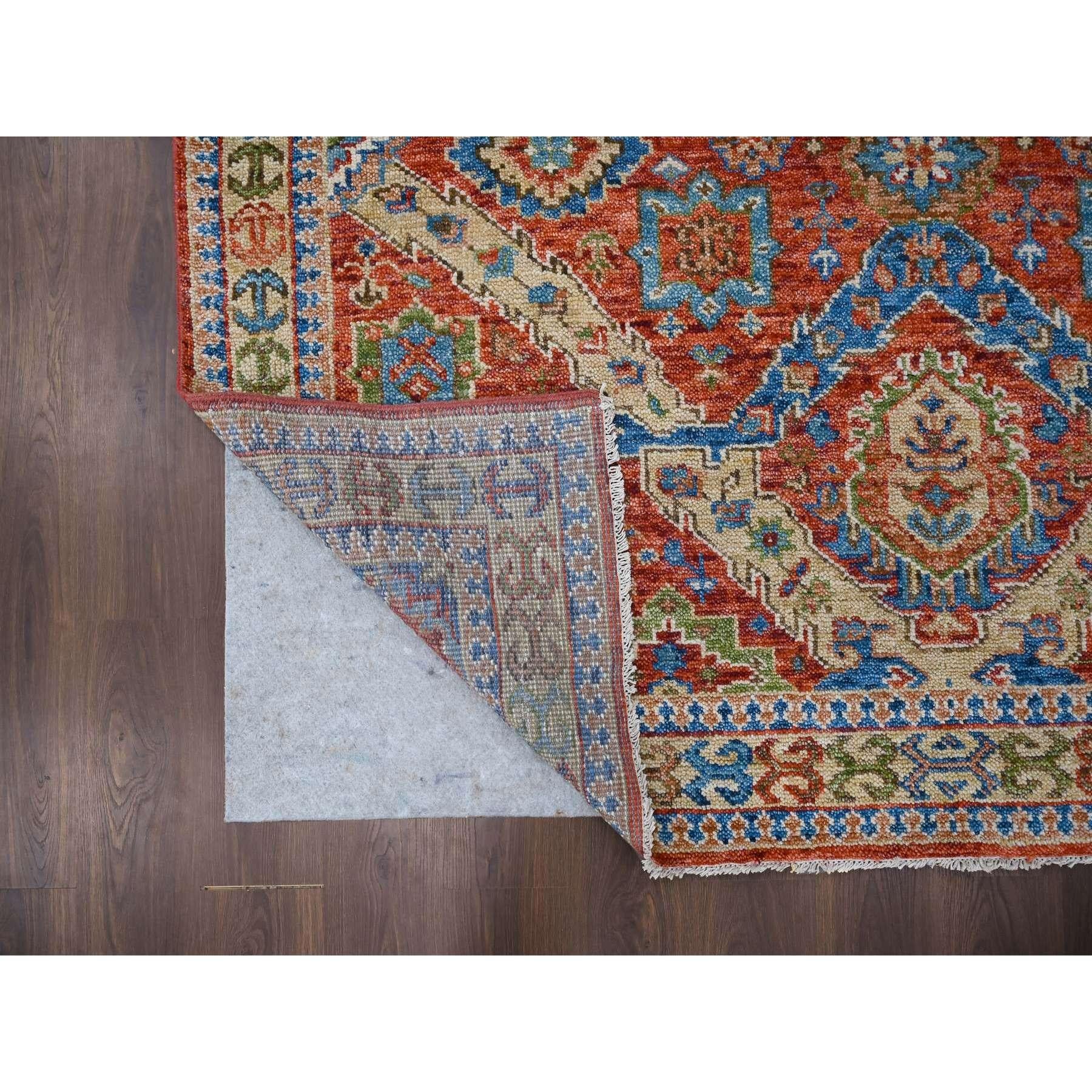 Alfombra Oriental de Lana Anudada a Mano con Diseño All Over Heriz Rojo Coral 8'x9'10 Indio en venta