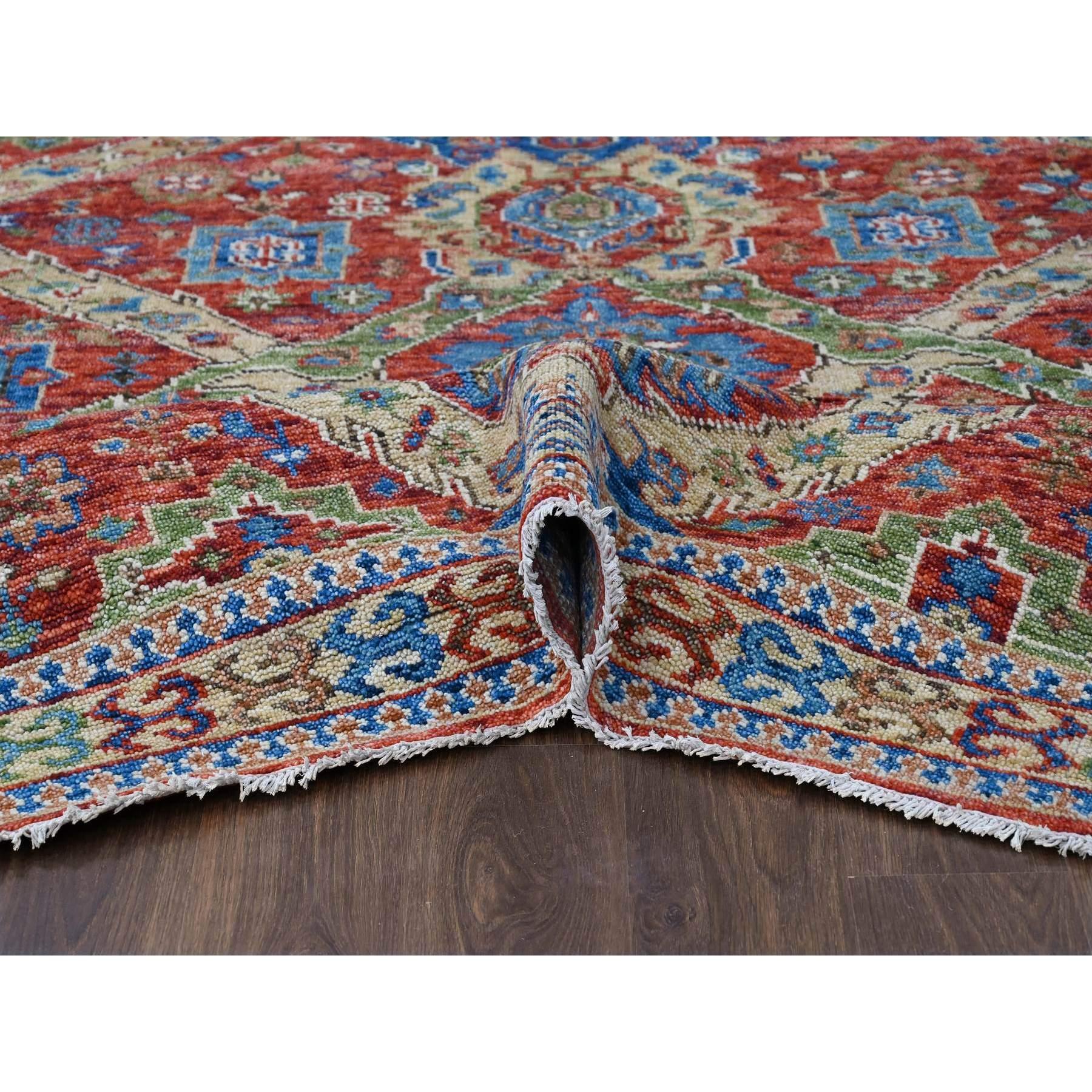 Alfombra Oriental de Lana Anudada a Mano con Diseño All Over Heriz Rojo Coral 8'x9'10 Anudado a mano en venta