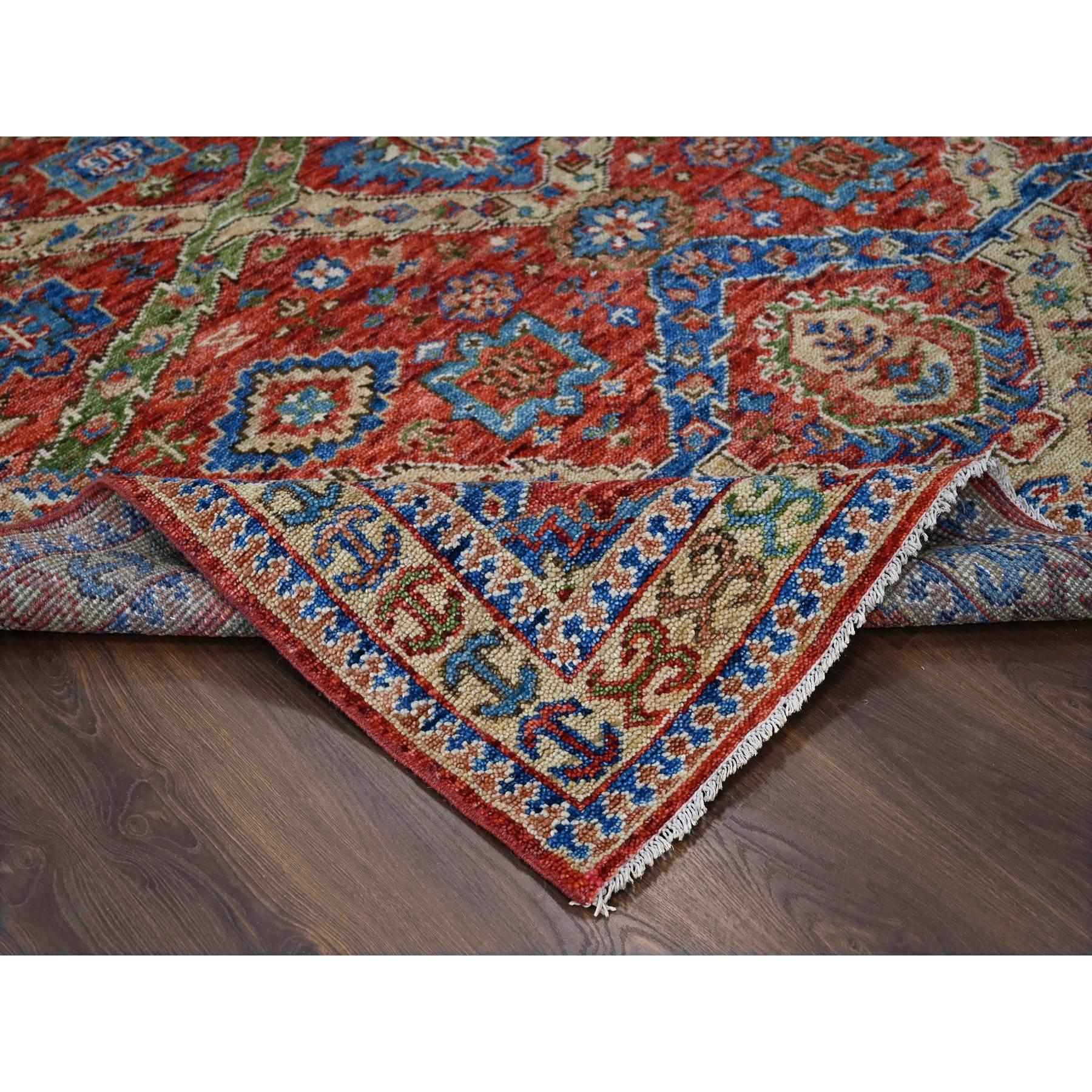 Alfombra Oriental de Lana Anudada a Mano con Diseño All Over Heriz Rojo Coral 8'x9'10 en Nuevo estado para la venta en Carlstadt, NJ