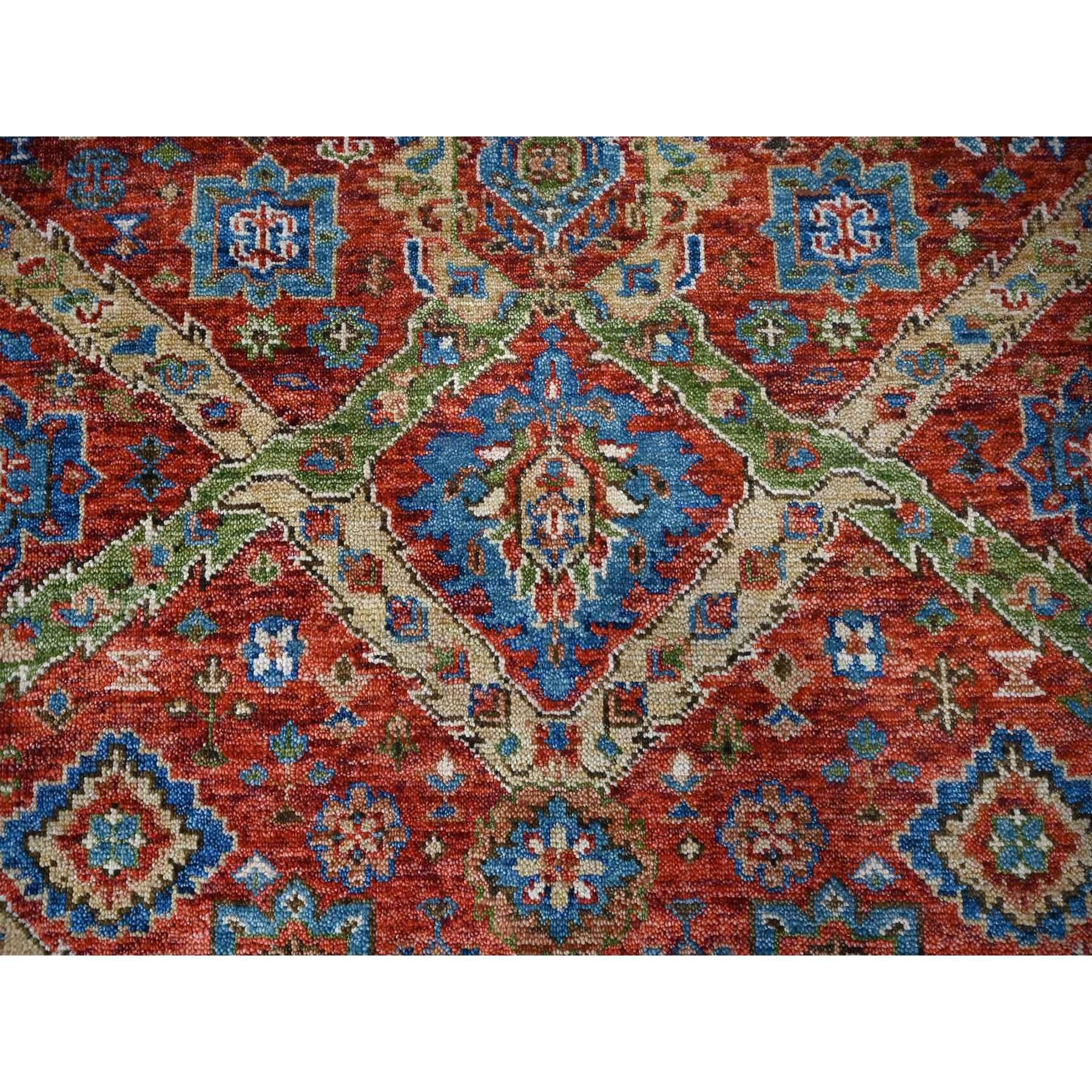 Alfombra Oriental de Lana Anudada a Mano con Diseño All Over Heriz Rojo Coral 8'x9'10 en venta 1
