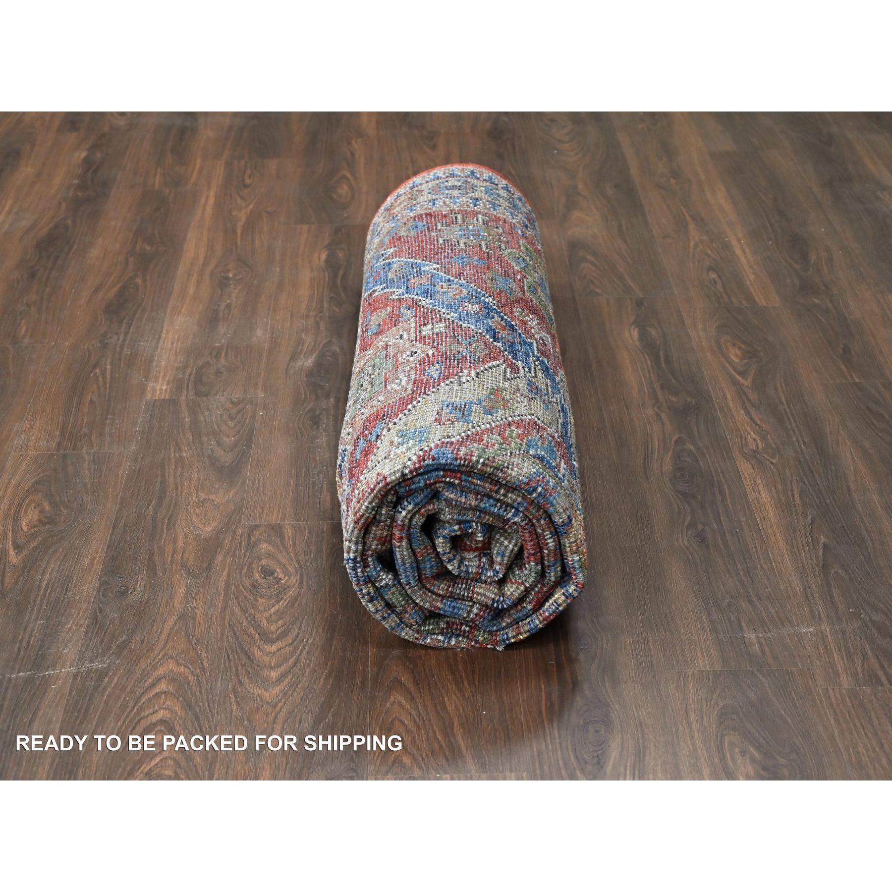Alfombra Oriental de Lana Anudada a Mano con Diseño All Over Heriz Rojo Coral 8'x9'10 en venta 2