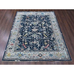 8'x9'10" Denim Blue Heriz All Over Design Design Hand Knotted Wool Oriental Rug