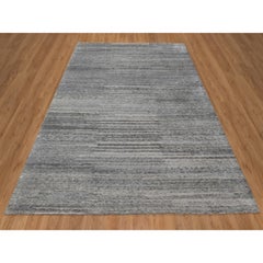 8'x9'10" Gray Modern Design Nepali Weave Hand Knotted Undyed Natural Wool Rug