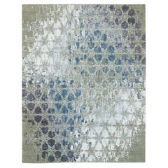8'x9'10" Laine et soie grise THE HONEYCOMB Design Rugs orientaux noués à la main