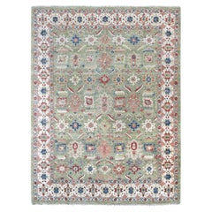 8
x9
10" Green All Over Heriz Design Hand Knotted Pure Wool Oriental Rug