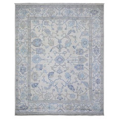 8'x9'10" Ivory Afghan Angora Oushak Wool Hand Knotted Oriental Rug