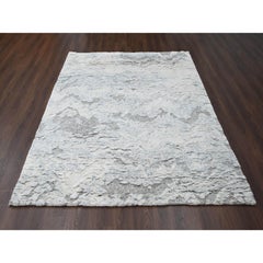 8'x9'10" Ivory Thick & Plush Contemporary Moroccan Weave Hand Knotted Wool Rug
