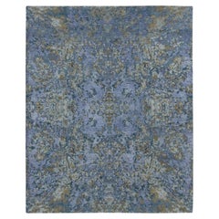 8'x9'10" Grigio lavanda, Design astratto, Lana e seta, Tappeto annodato a mano