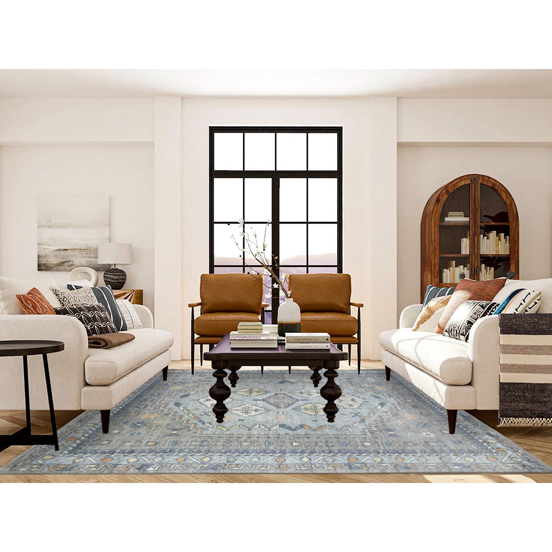 This is a truly genuine one-of-a-kind Light Gray, Anatolian Village Inspired Geometric Design Natural Dyes, Natural Wool Hand Knotted, Oriental Rug. It has been Knotted for months and months in the centuries-old weaving craftsmanship techniques