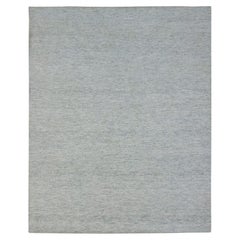 8'x9'10" Light Gray Modern Grass Design Pure Wool Hand Knotted Oriental Rug