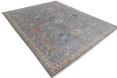 Alfombra Moderna de Oushak de 8'x9'10", Patrón Floral para Decoración del Hogar, 100% Lana